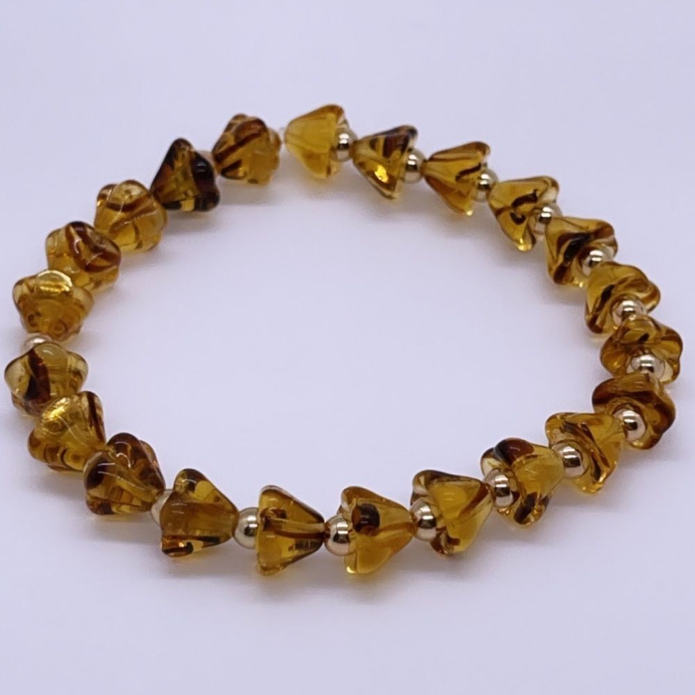 NWT Wool + Pepper Co. Brown Glass Flower Bracelet